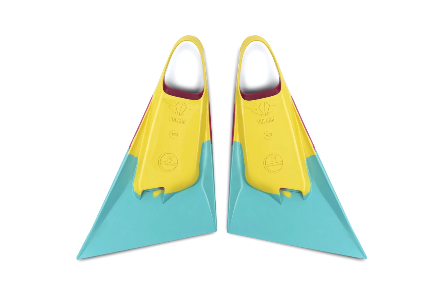 VULCAN V3 FINS - PLC Retro Model - Pink // Aqua// Yellow 3 VULCAN V3 FINS - PLC Retro Model - Pink // Aqua// Yellow - Image 3