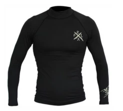 REEFLEX WETSUITS Long Sleeve Rashvest - Black (Silver Print)