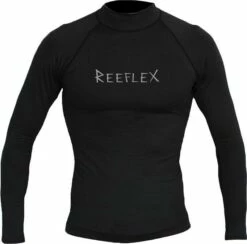 REEFLEX WETSUITS Long Sleeve Rashvest - Black (Silver Writing Print)